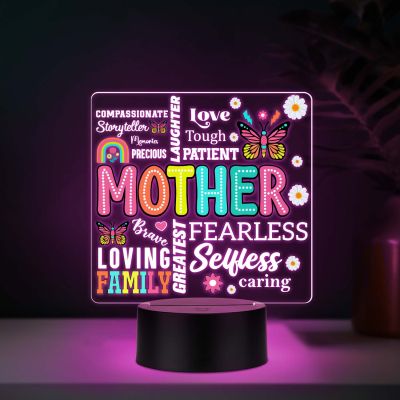 Inspirational Quote UV Print Auto Color Changing LED Lamp for Mom   Acrylic Light